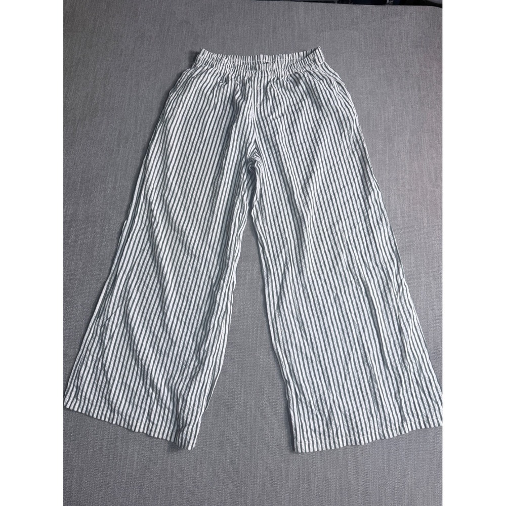 Sincerely Jules Womens Striped Wide Leg Pants Blue White Elastic Waist Large
